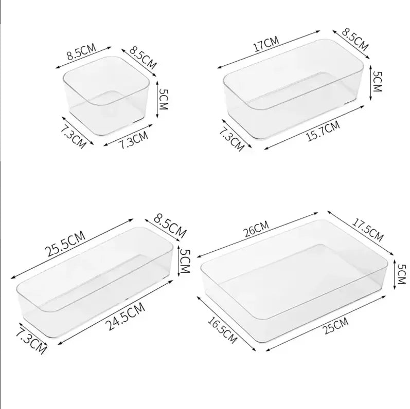 Transparent Storage Box Organizer Plastic Desk Drawer Jewelry Makeup Container