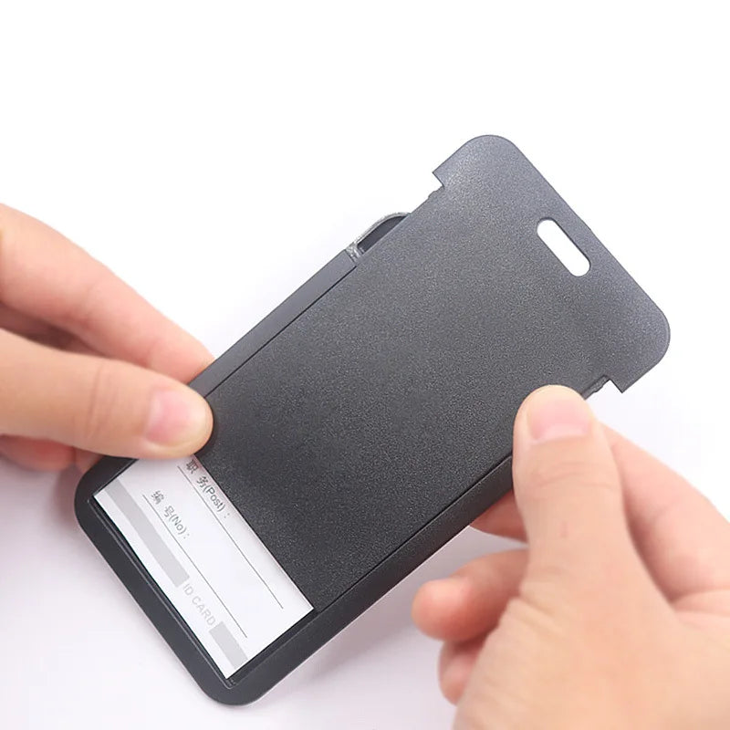 Retractable Card Holder Black Durable Work And Student Meal Accessory