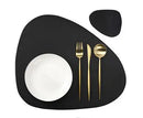 Faux Leather Placemats Oval Black Sets With Coasters Kitchen Decor