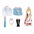 Kitagawa Marin Cosplay Costume School Uniform Wig Earrings Set Girls