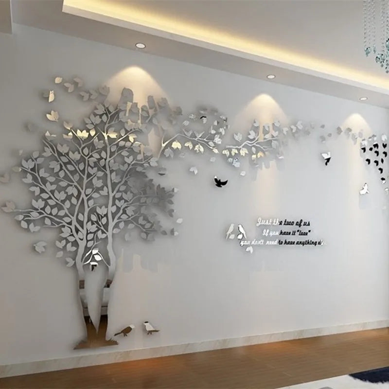 3D Mirror Tree Wall Sticker Acrylic Art Living Room Bedroom Decor