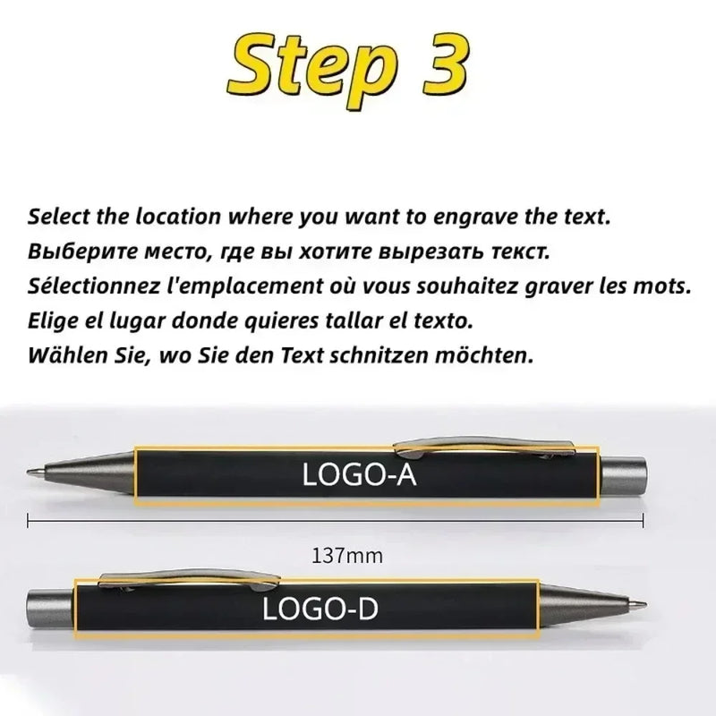 Custom Laser Engraved Ballpoint Pen Metal Personalized Text Set