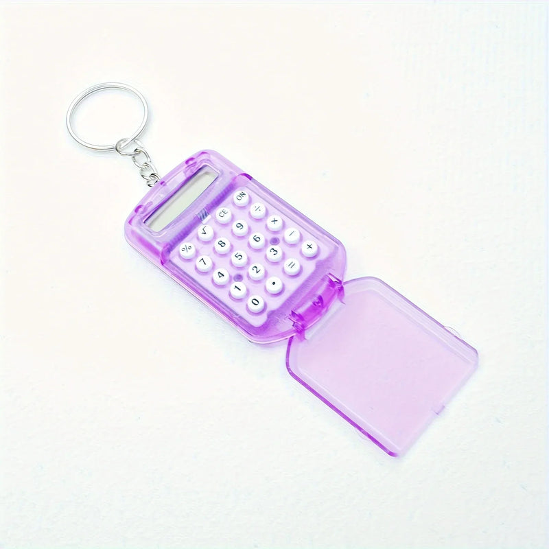 Mini Transparent Calculator Portable Flip Keychain Compact For Students