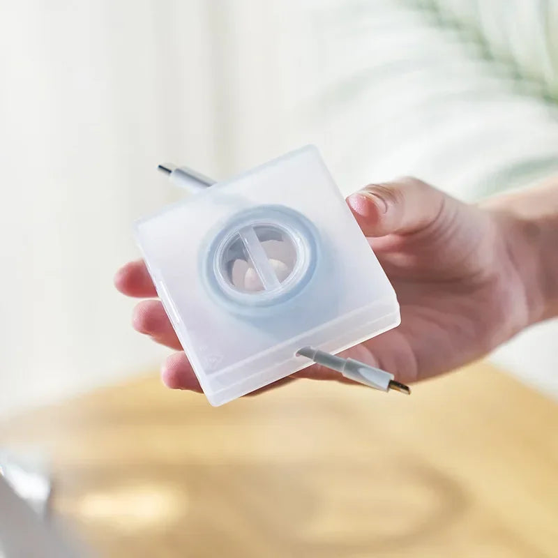 Portable Transparent Cable Organizer Cord Winder Phone Charger Storage