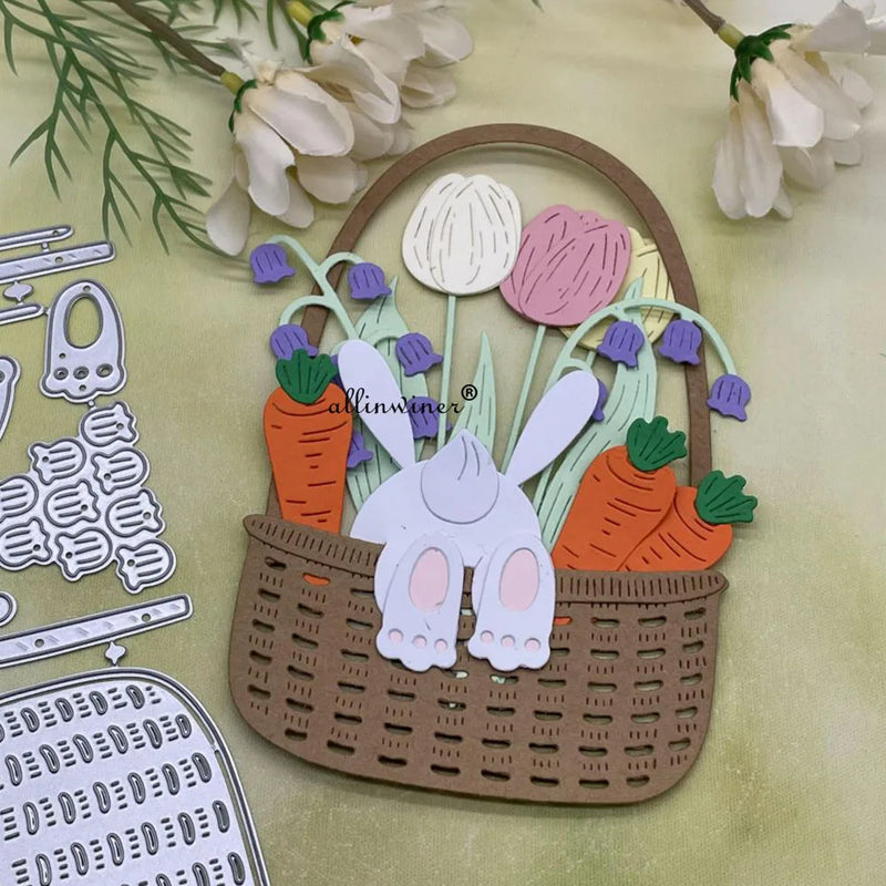 Rabbit Basket Radish Flower Metal Cutting Dies For DIY Scrapbooking