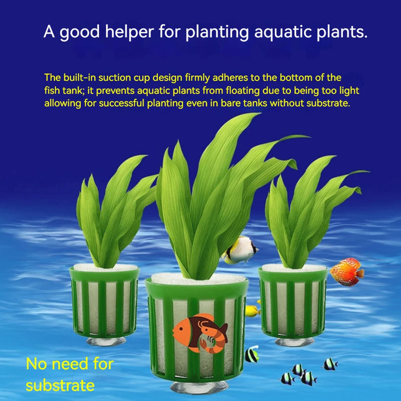 10Pcs Aquarium Plant Fixing Pot Kit With Suction Cups For Fish Tank