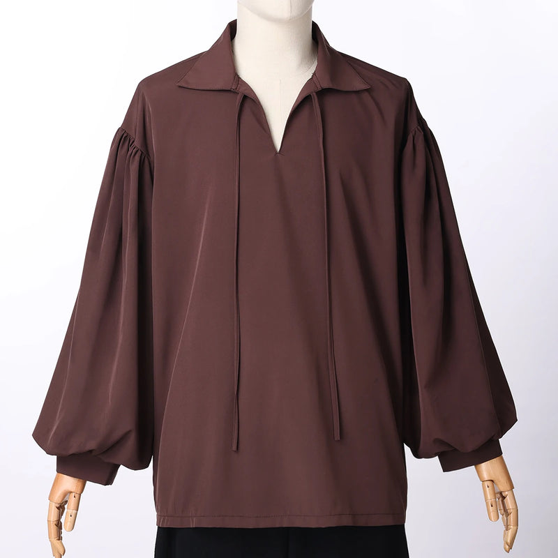 Mens Pirate Shirt Medieval Renaissance Costume Fluffy Sleeve Vintage Style