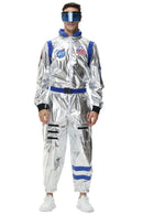 Adult Silver Astronaut Costume Space Jumpsuit For Men And Women