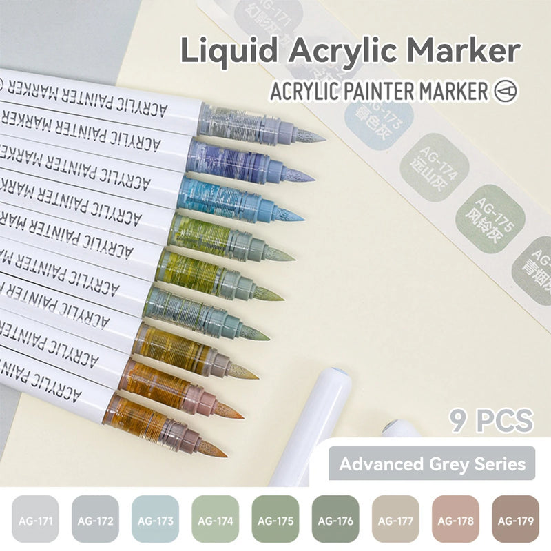 9pcs Acrylic Markers Set For Rock Painting Glass DIY Craft Supplies