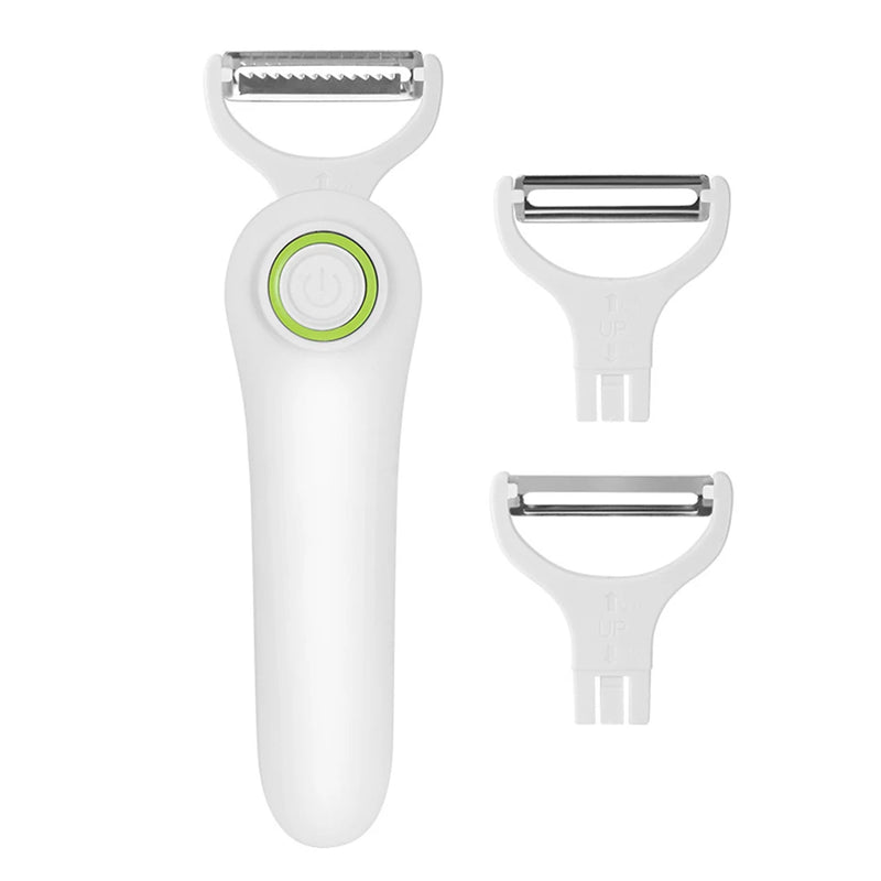 Electric Peeler USB Rechargeable With 3 Stainless Steel Cutter Heads