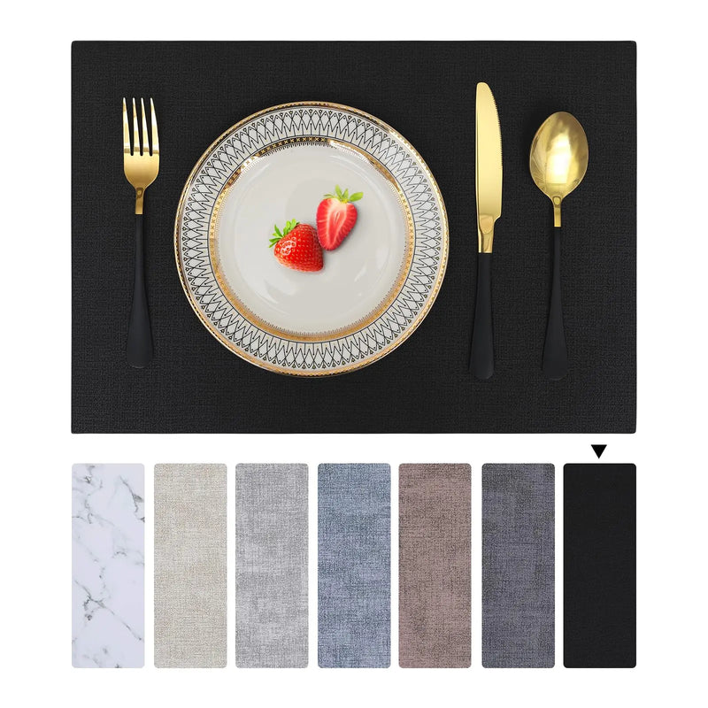 Kitinjoy Heat Resistant Placemats Waterproof Faux Leather Table Mats Easy Clean