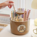 Capybara Pen Holder Rotating 4 Grid Large Capacity Desktop Organizer
