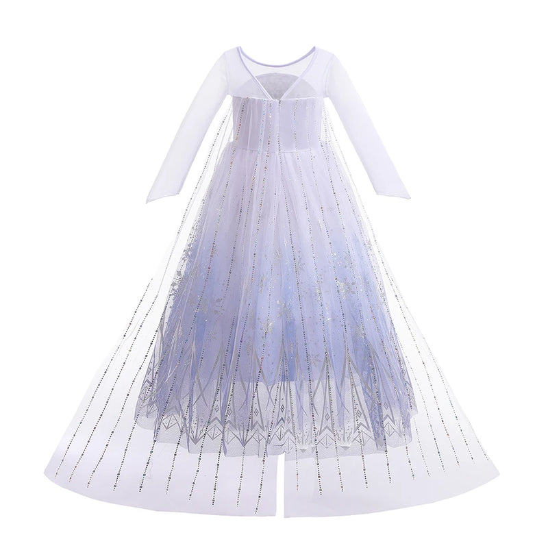 Children Elsa Dress Snow Queen Gown Long Sleeve Princess Costume