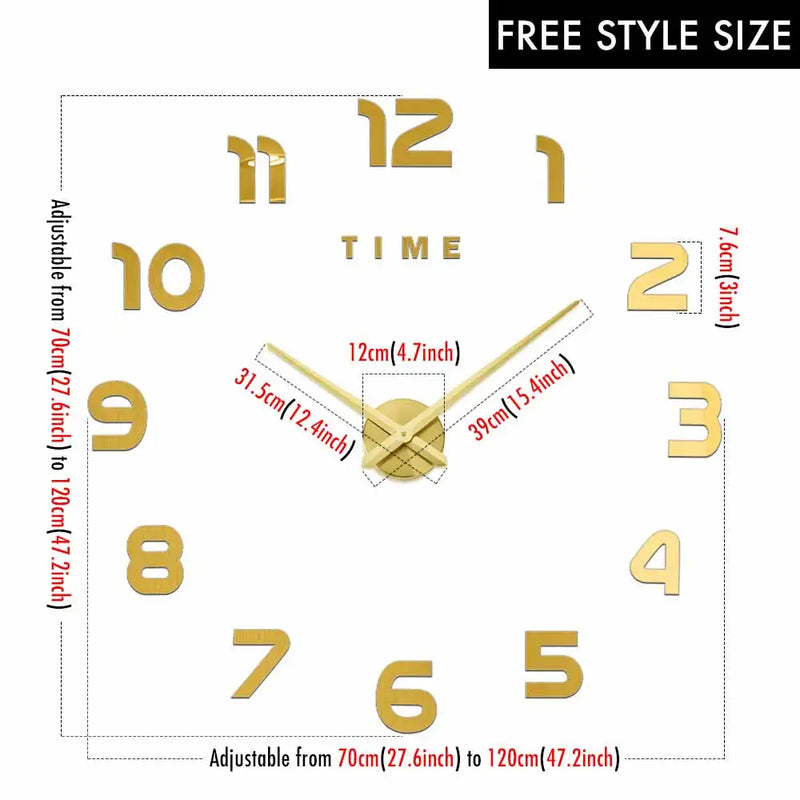 MCDFL Luxury 3D Wall Clock For Living Room Kitchen Bedroom Decor