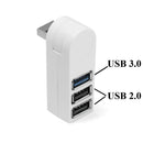 Rotatable USB Hub Adapter 3 Ports Mini Data Transfer For Laptop
