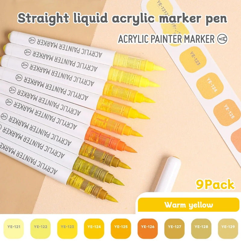 9pcs Acrylic Markers Set For Rock Painting Glass DIY Craft Supplies