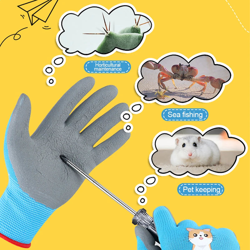 Children Protective Gloves Nitrile Cartoon Thickened Wear-Resistant Pair
