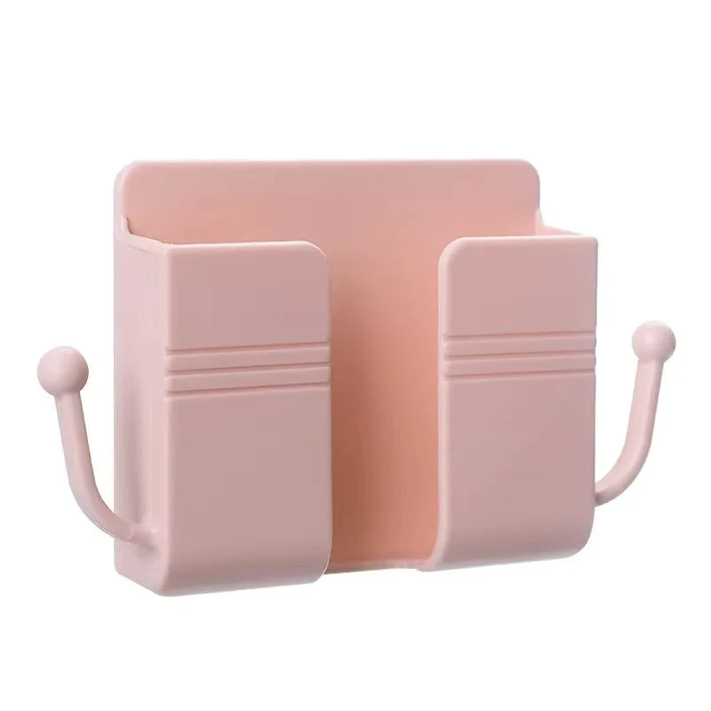 Punch Free Wall Shelf Organizer With Remote And Phone Holder Stand
