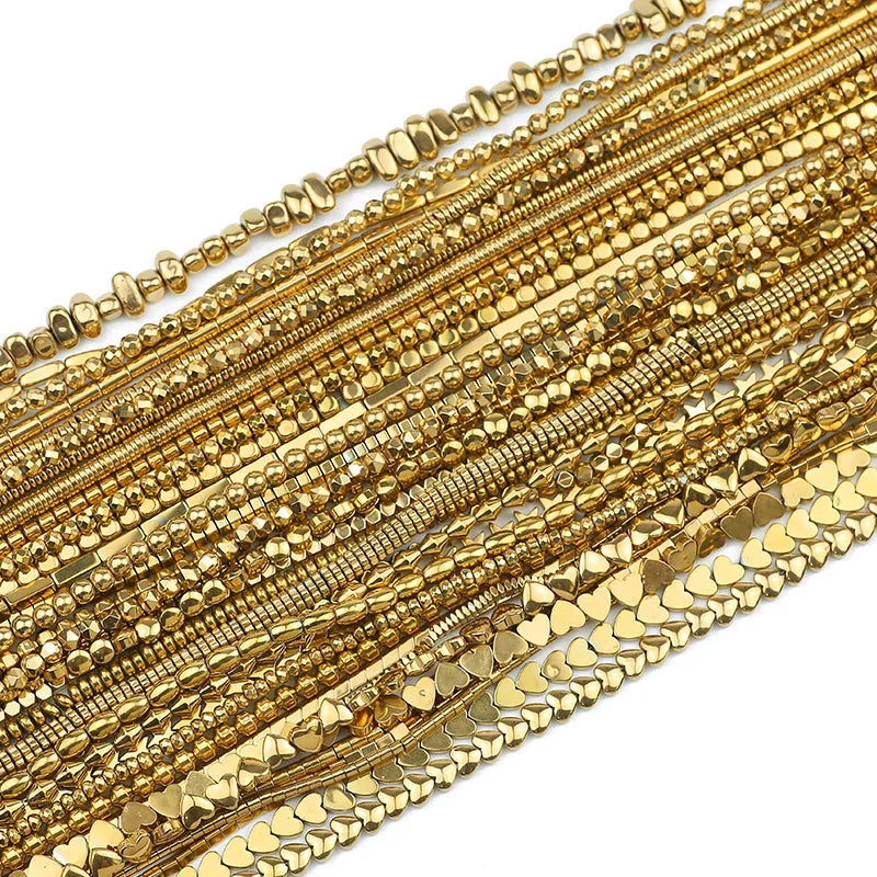 Gold Plated Hematite Beads Star Heart Shapes Loose Jewelry Beads