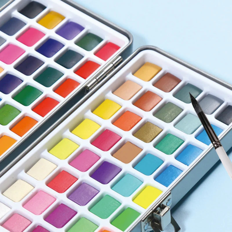 50 Colors Solid Watercolor Paint Set With Brush For Artists