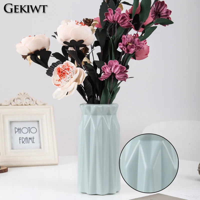 Plastic Dried Flower Vase Minimalist Geometry Small Flower Pot Decoration