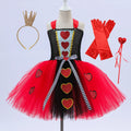Girls Queen Of Hearts Costume Classic Red Tutu Dress With Crown