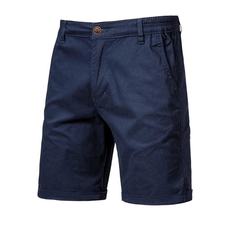 Men's Cotton Shorts Solid Color Elastic Waist Casual Business Pants