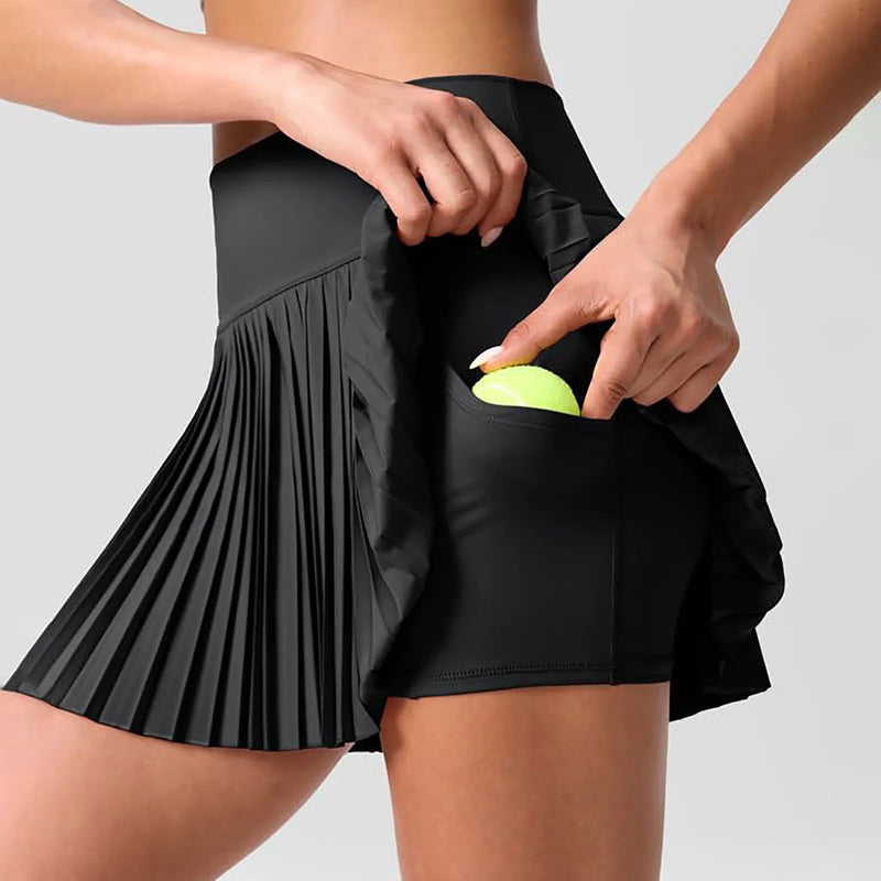 Women's Tennis Skirt Double Layered Pleated High Waisted Skirt