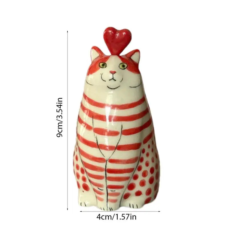 Polka Dot Cat Flower Vase Resin Tiny Animal Home Shelf Decor