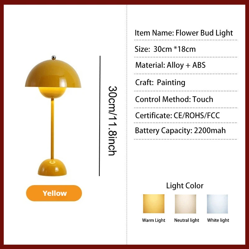 Rechargeable Table Lamp With 3 Speed Adjustment Flower Bud Design