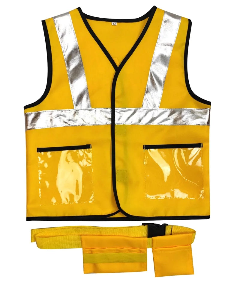 Construction Worker Costume For Kids Role Play Hat Kit Dress Up Set