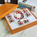 12pcs Espresso Cups Set Ceramic Coffee Tea Cups With Plates And Handles