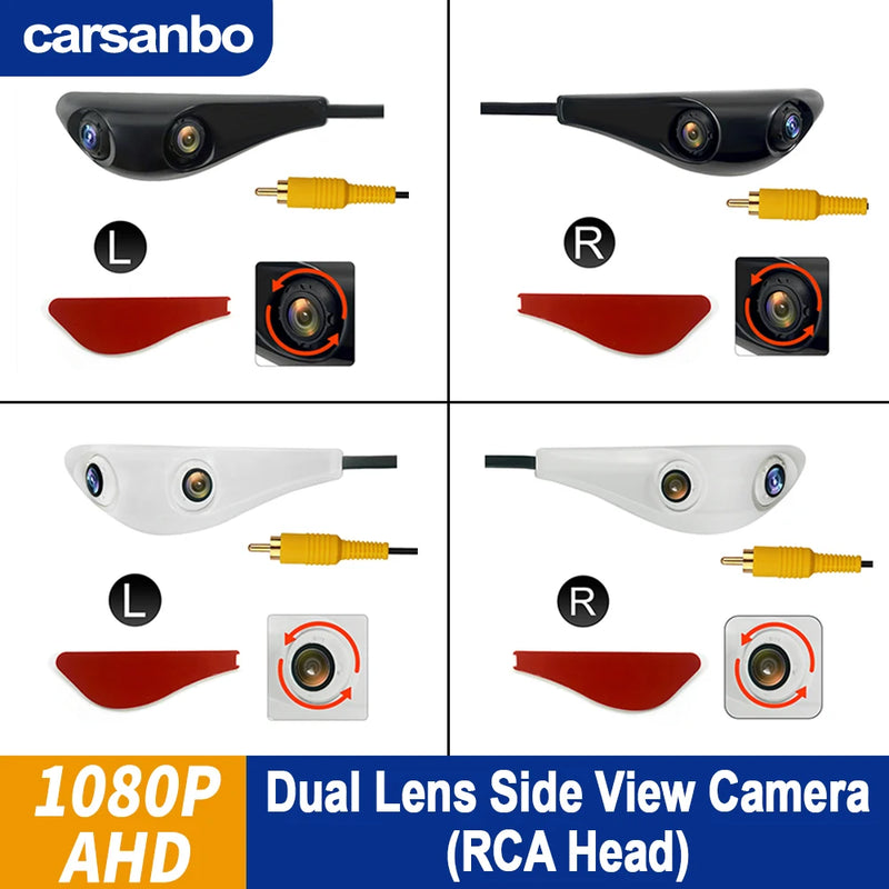 Carsanbo Car Side View Camera Dual Lens 1080P Rotatable Sedan
