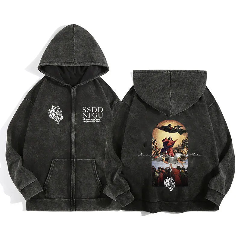 Darc Wolves Cotton Zip Up Hoodies For Men And Women Casual Jacket