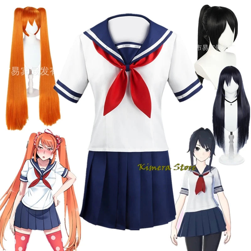Yandere Simulator Cosplay Costume Osana Najimi School Uniform Wig