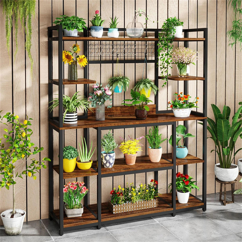 5 Tier Large Industrial Baker's Rack With Shelves Hooks Storage