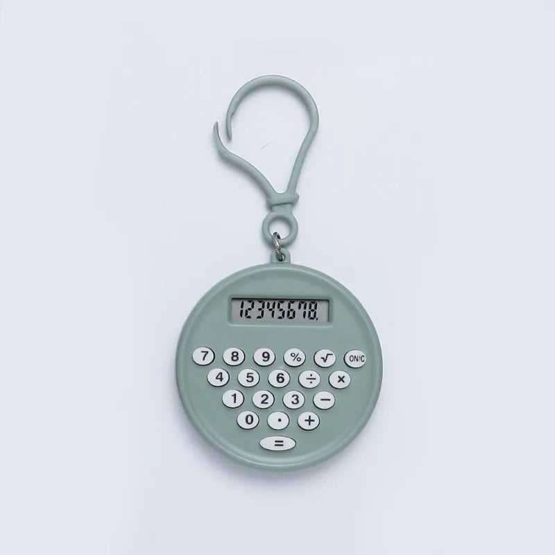Mini Calculator Pendant Small Round Silent Button Portable Keychain