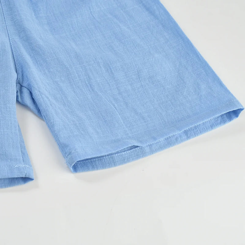 Kids Cotton Linen Shorts Summer Breathable Loose Sports Beach Pants
