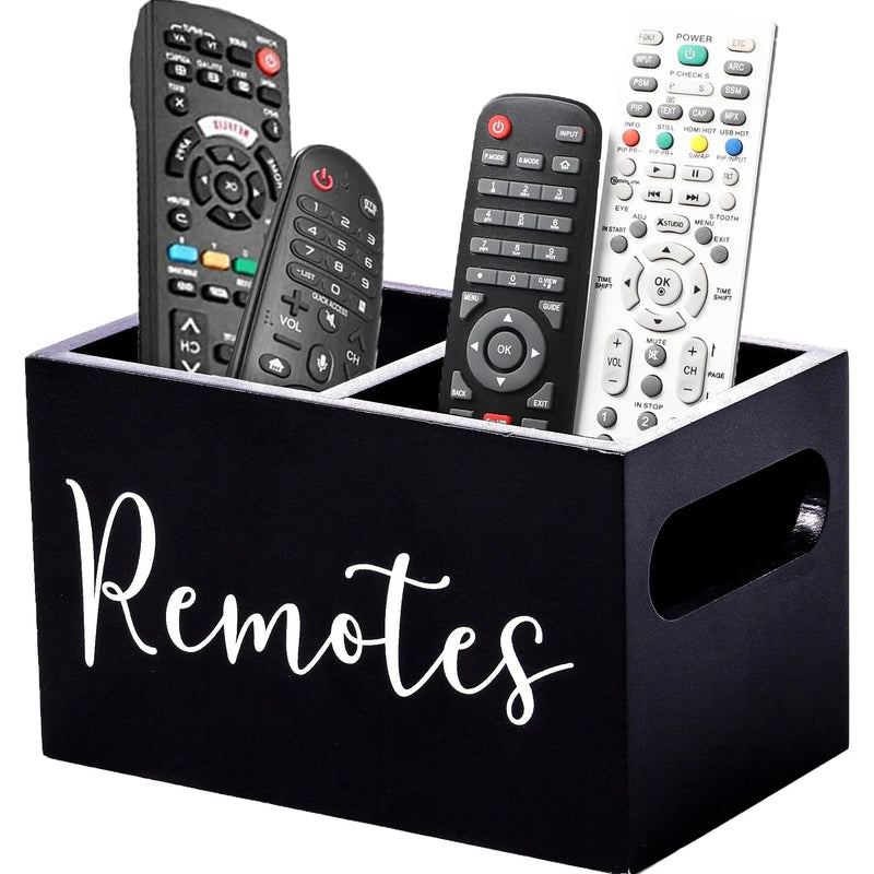 Wooden Remote Control Organizer With Desk Storage For Home Office
