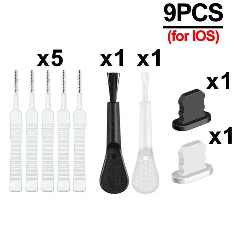 Charging Port Dust Plug With Cleaning Brush For IPhone Samsung Xiaomi