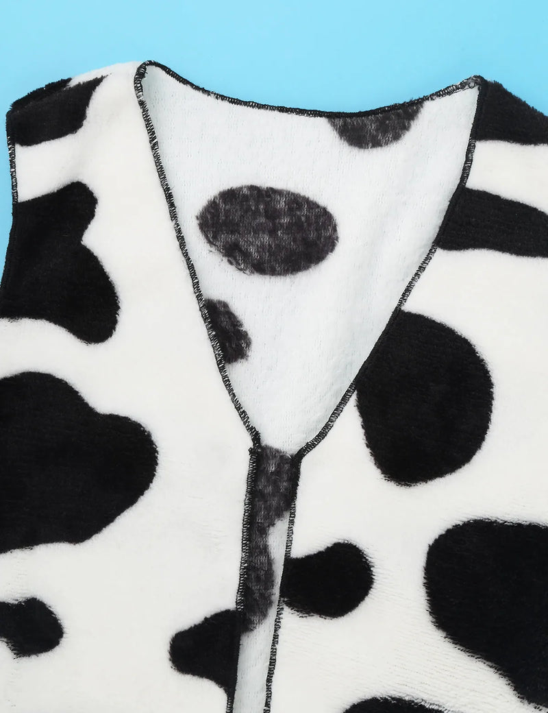 Kids Cow Print Vest Soft Sleeveless Cowboy Cowgirl Waistcoat Top