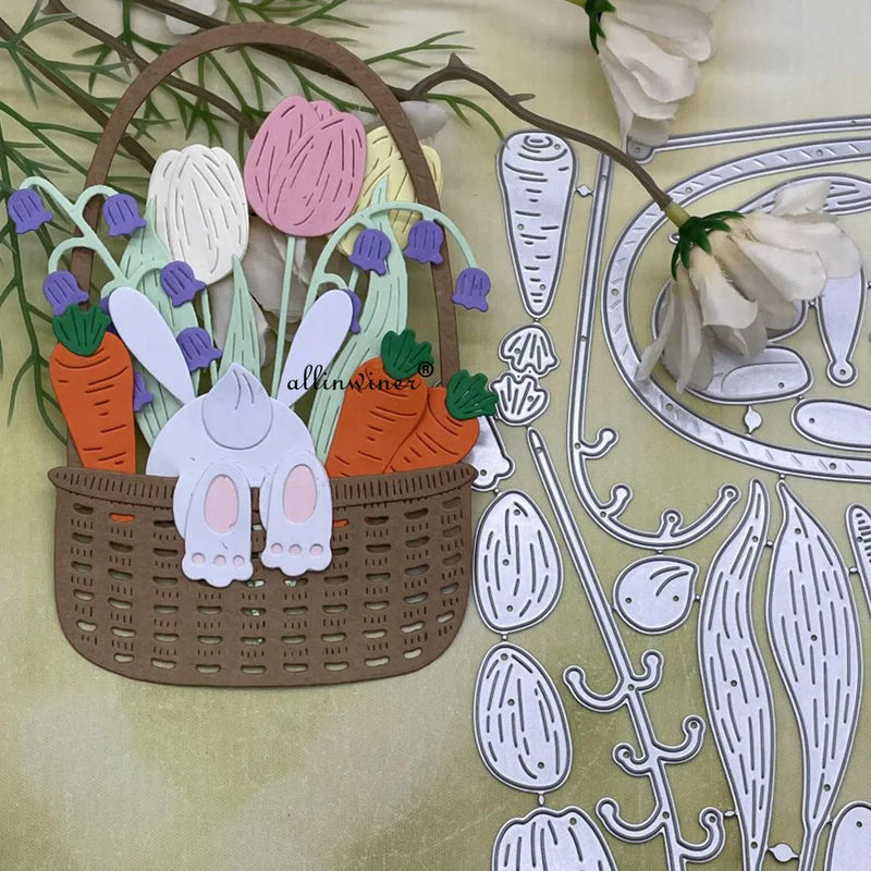 Rabbit Basket Radish Flower Metal Cutting Dies For DIY Scrapbooking