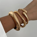DIEZI Vintage Metal Cuff Bangles Set Gold Silver Geometric Styles