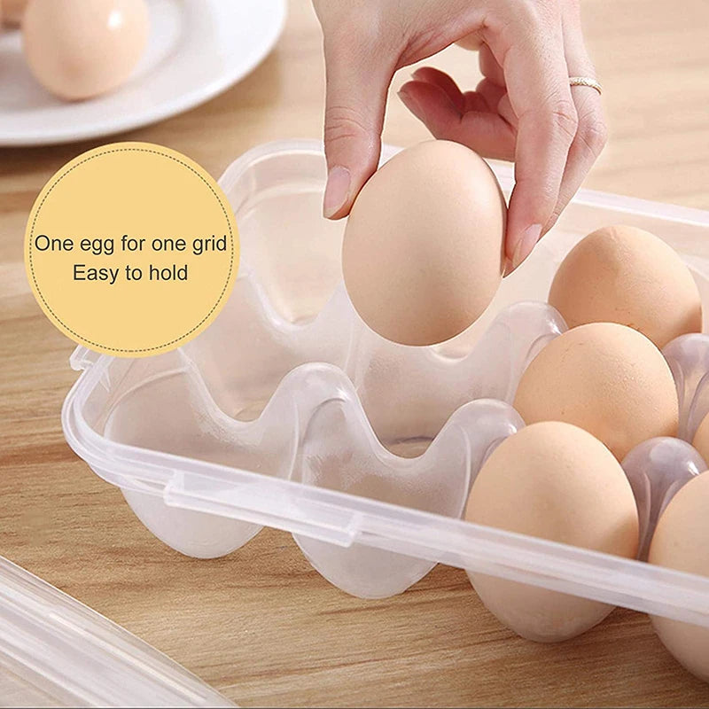 Egg Storage Box With Lid Refrigerator Organizer 10 Or 18 Grid Tray