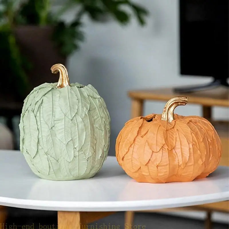 L9NB Pumpkin Vase Resin Figurine Decorative Home Garden Accent
