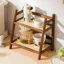 2 Layer Bamboo Storage Rack Kitchen Spice Shelf Organizer Counter