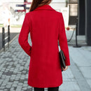 Women Wool Blend Coat Double Breasted Long Sleeve Office Winter Overcoat