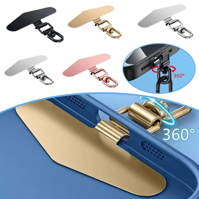360 Rotatable Steel Phone Tether Metal Patch Lanyard Connector