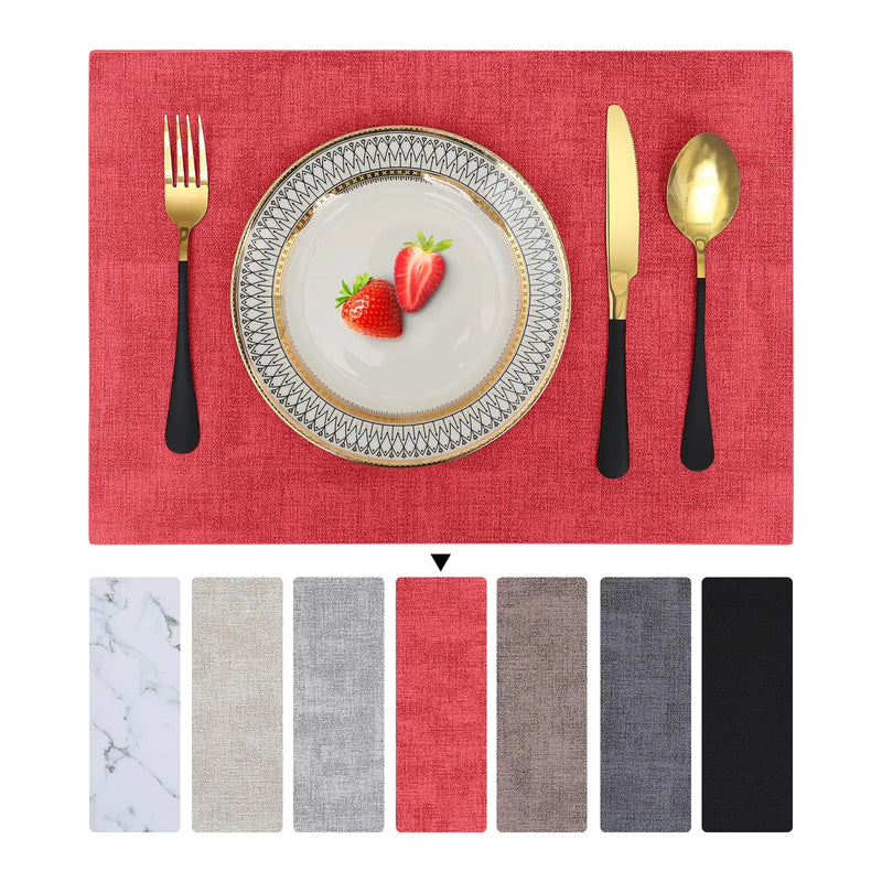 Kitinjoy Heat Resistant Placemats Waterproof Faux Leather Table Mats Easy Clean