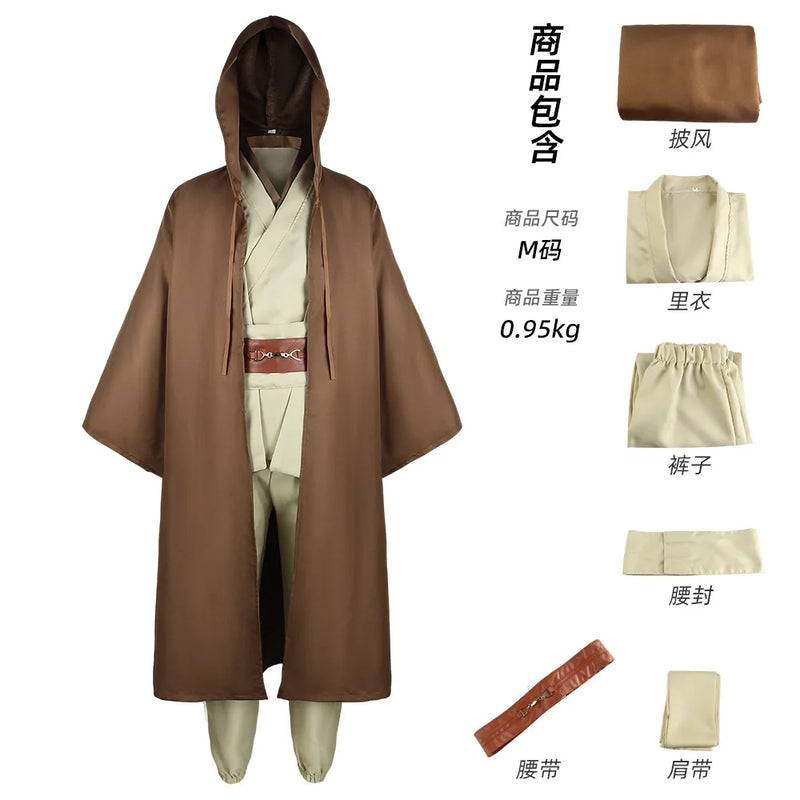 Jedi Warrior Cosplay Costume Adult Full Set Coat Pants Cloak